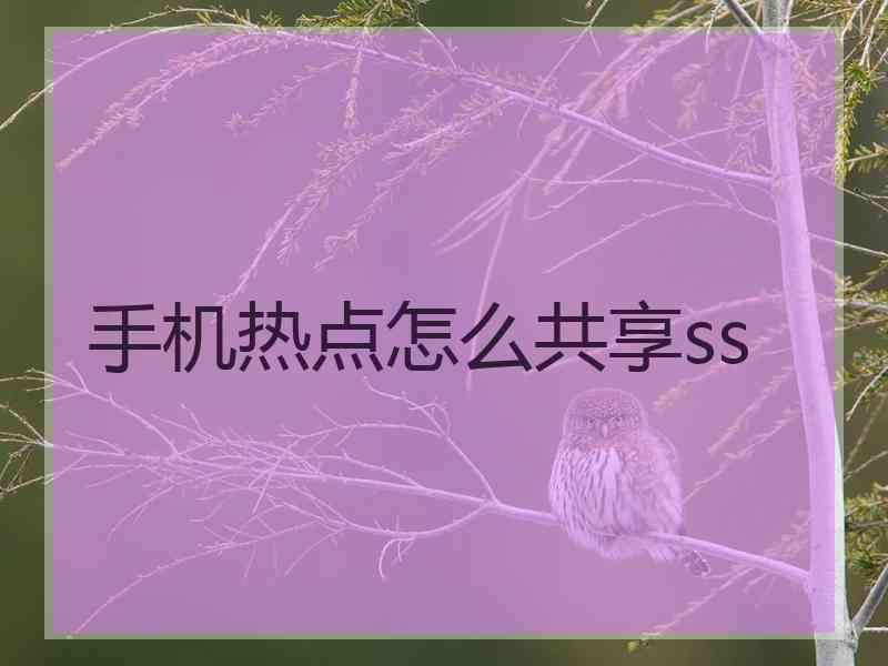 手机热点怎么共享ss