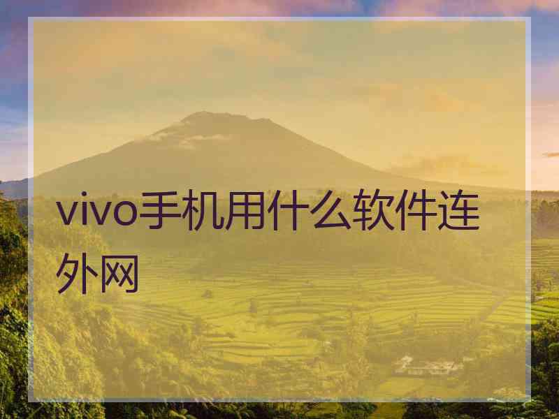 vivo手机用什么软件连外网