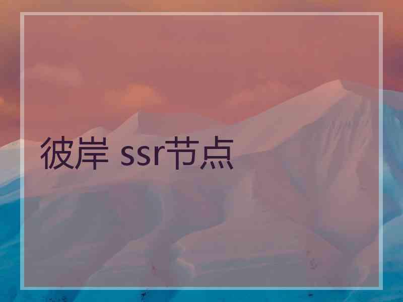 彼岸 ssr节点