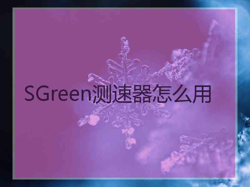 SGreen测速器怎么用