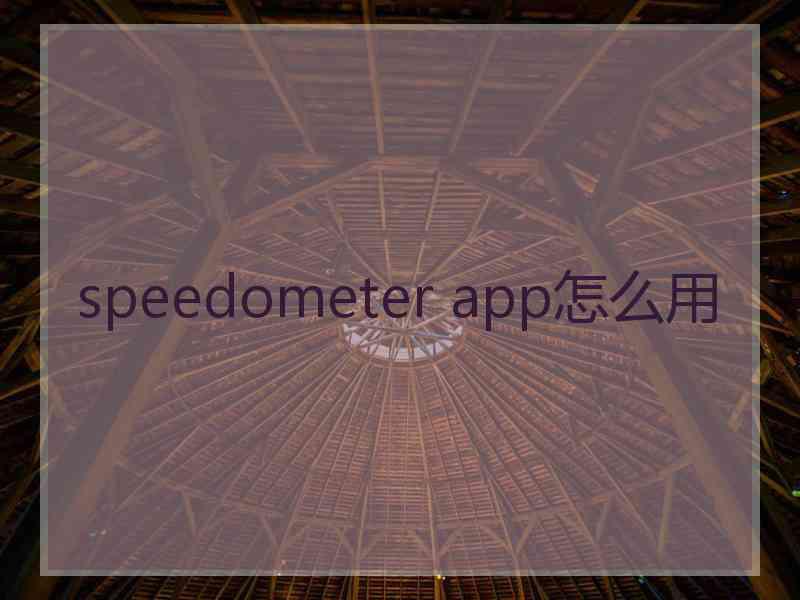 speedometer app怎么用