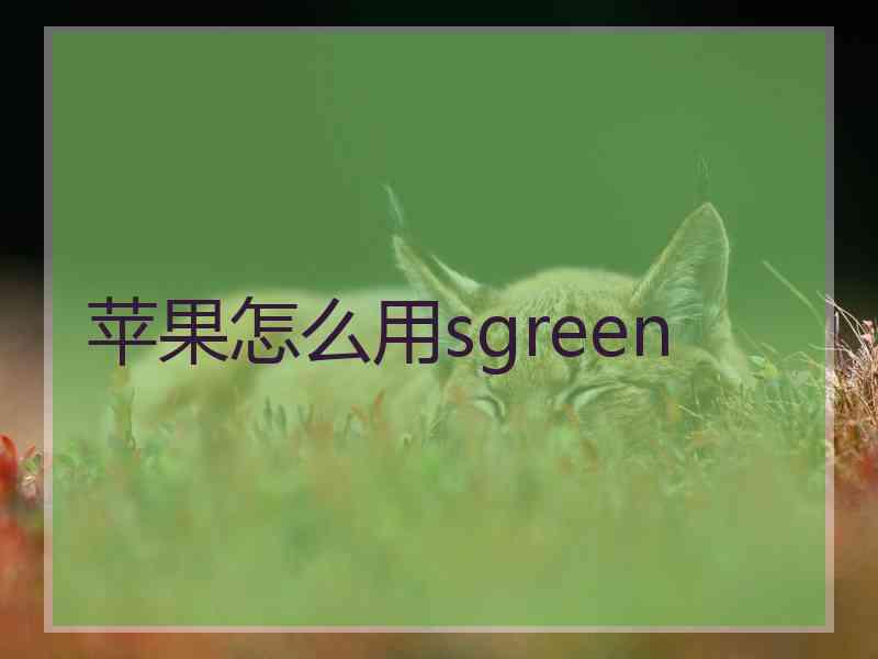 苹果怎么用sgreen