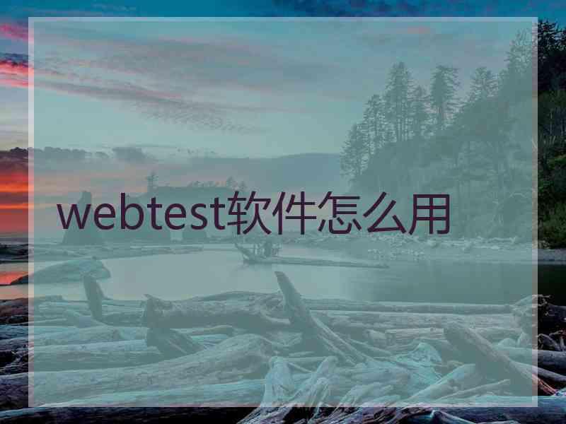 webtest软件怎么用