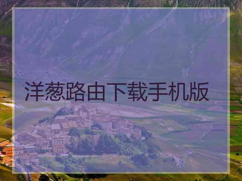 洋葱路由下载手机版