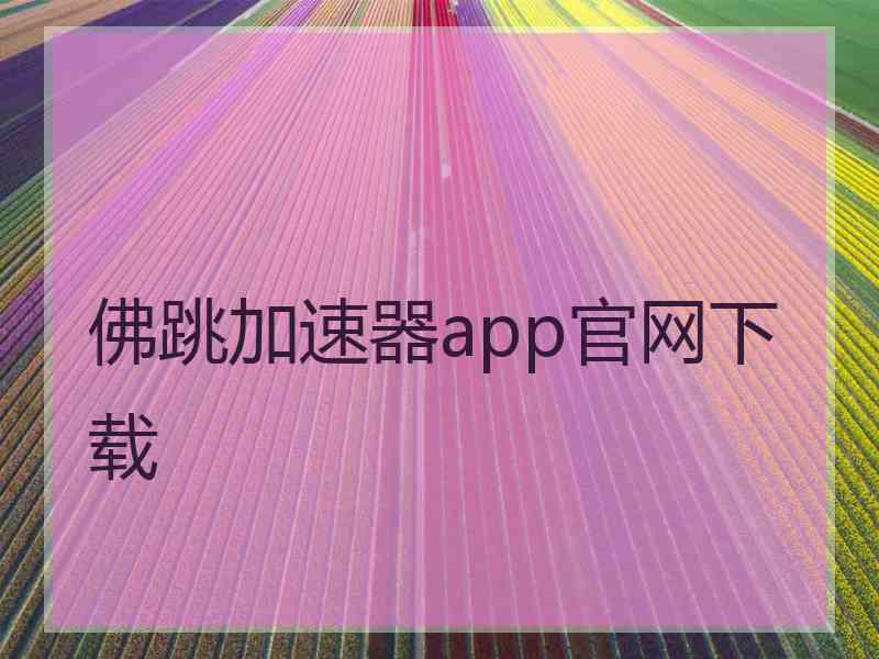 佛跳加速器app官网下载