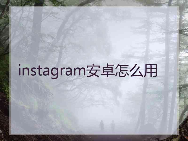 instagram安卓怎么用