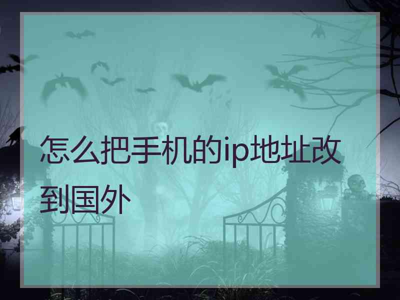 怎么把手机的ip地址改到国外