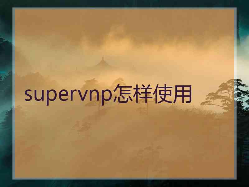 supervnp怎样使用