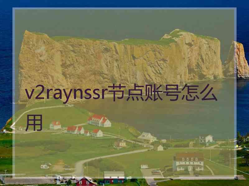 v2raynssr节点账号怎么用